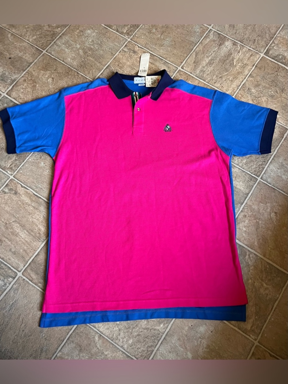 Vintage 90s IZOD pink and blue polo shirt NWT